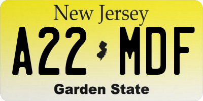NJ license plate A22MDF