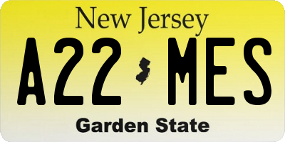 NJ license plate A22MES