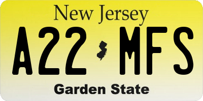 NJ license plate A22MFS