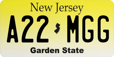 NJ license plate A22MGG