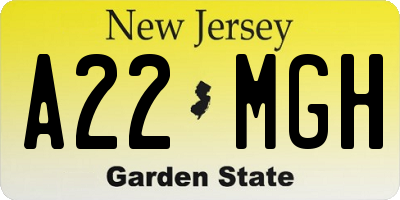 NJ license plate A22MGH