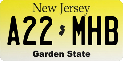 NJ license plate A22MHB