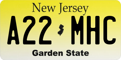 NJ license plate A22MHC