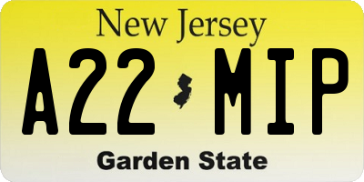 NJ license plate A22MIP