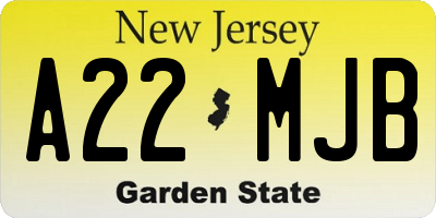 NJ license plate A22MJB