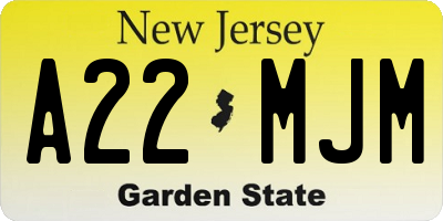 NJ license plate A22MJM