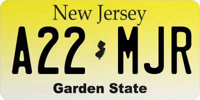 NJ license plate A22MJR