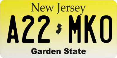 NJ license plate A22MKO