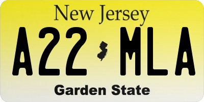 NJ license plate A22MLA