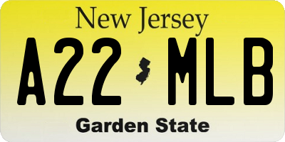 NJ license plate A22MLB