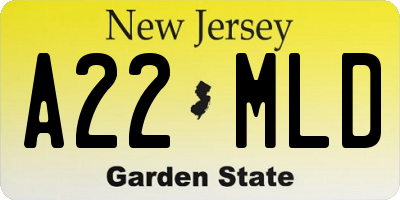 NJ license plate A22MLD