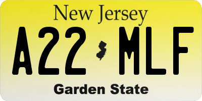 NJ license plate A22MLF