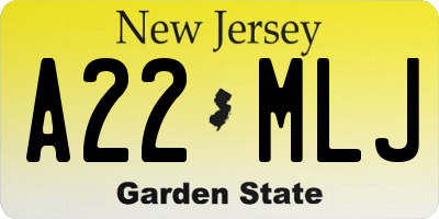 NJ license plate A22MLJ