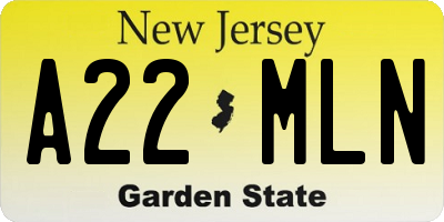 NJ license plate A22MLN