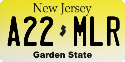 NJ license plate A22MLR