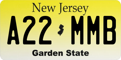 NJ license plate A22MMB