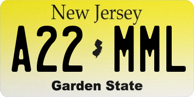 NJ license plate A22MML