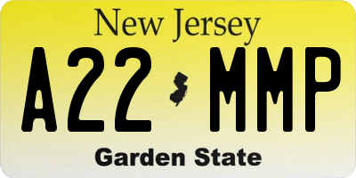 NJ license plate A22MMP