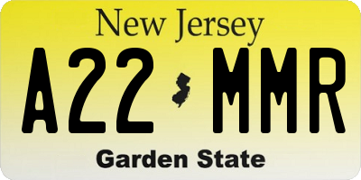NJ license plate A22MMR