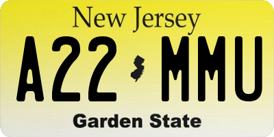 NJ license plate A22MMU