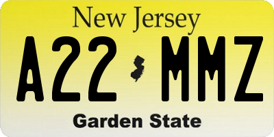 NJ license plate A22MMZ