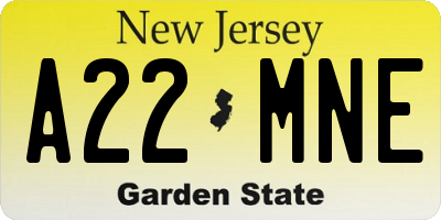 NJ license plate A22MNE