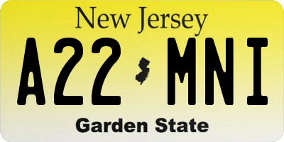 NJ license plate A22MNI