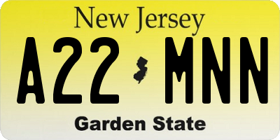 NJ license plate A22MNN
