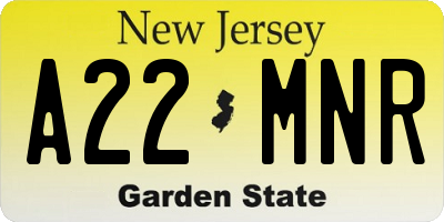 NJ license plate A22MNR