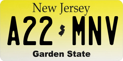 NJ license plate A22MNV
