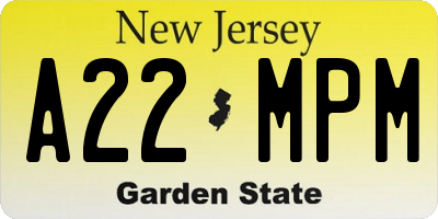 NJ license plate A22MPM