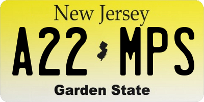 NJ license plate A22MPS