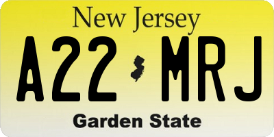 NJ license plate A22MRJ
