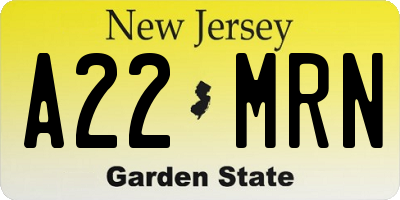 NJ license plate A22MRN
