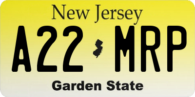 NJ license plate A22MRP