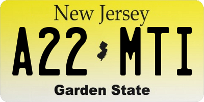 NJ license plate A22MTI