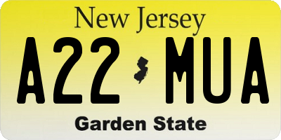NJ license plate A22MUA
