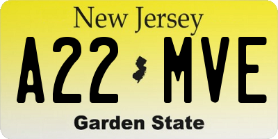 NJ license plate A22MVE