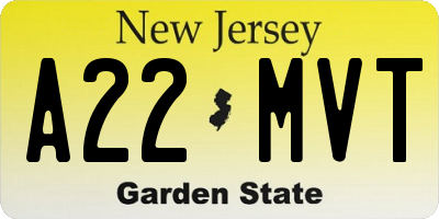 NJ license plate A22MVT