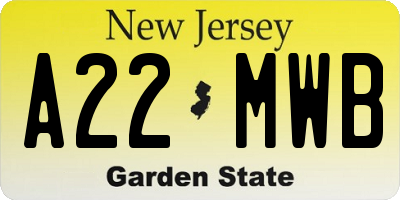 NJ license plate A22MWB