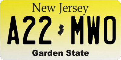 NJ license plate A22MWO