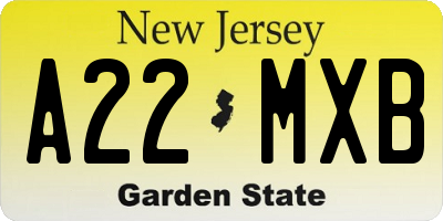 NJ license plate A22MXB