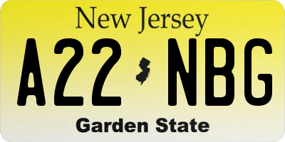 NJ license plate A22NBG