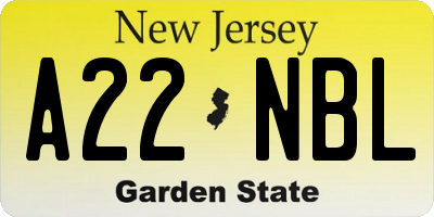 NJ license plate A22NBL