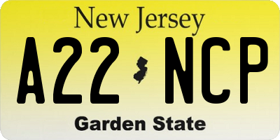 NJ license plate A22NCP