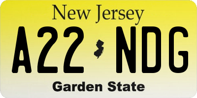 NJ license plate A22NDG