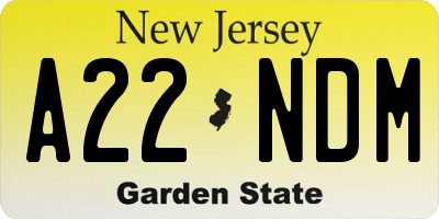 NJ license plate A22NDM