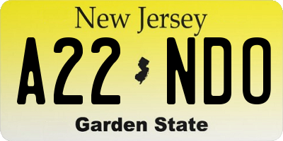 NJ license plate A22NDO