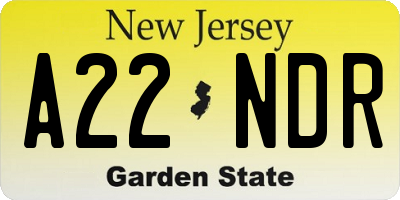 NJ license plate A22NDR