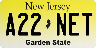 NJ license plate A22NET